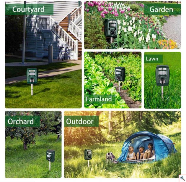 Ηλιακό Απωθητικό 5 Προγραμμάτων Ζώων, Τρωκτικών, Αλεπούδων, Πουλιών με Αισθητήρα Κίνησης, Φλας, Ρυθμιζόμενη Ευαισθησία - Εντομοαπωθητικό Κήπου