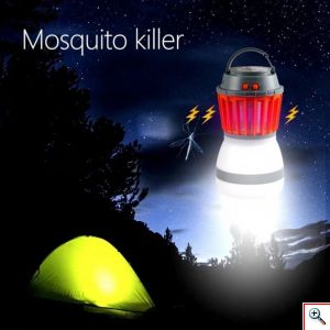 Αδιάβροχο Ηλιακό Απωθητικό Κουνουπιών - Εντομοκτόνο & Φωτιστικό LED Camping - Δωματίου - Επαναφορτιζόμενο USB Solar Led Light Kill Pest 2 in