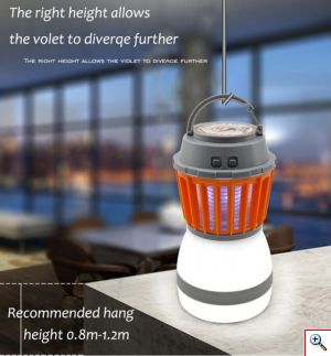 Αδιάβροχο Ηλιακό Απωθητικό Κουνουπιών - Εντομοκτόνο & Φωτιστικό LED Camping - Δωματίου - Επαναφορτιζόμενο USB Solar Led Light Kill Pest 2 in