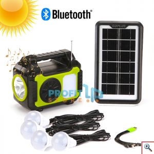Ηλιακό Σύστημα Φωτισμού με 4 Λάμπες, Bluetooth Ηχείο, Φακός & Φωτιστικό LED, Φορτιστή Powerbank USB & Ραδιόφωνο FM GDPLUS® 