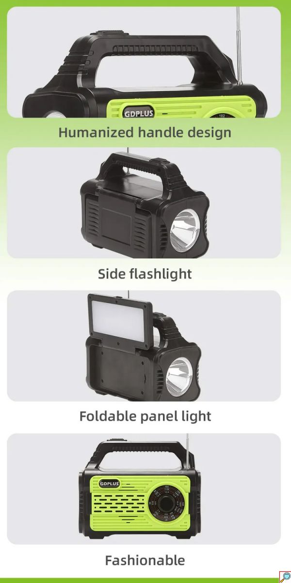 Ηλιακό Πακέτο Σύστημα Φωτισμού - Φακός - Φωτιστικό με Πάνελ - Φορτιστή & Ηχείο Ραδιόφωνο με 4 Λάμπες LED 150 Lumens