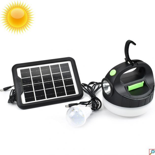 Ηλιακό Φορητό Σύστημα Φωτισμού LED 3 σε 1 με Φακό - Γαντζάκι & Μαγνήτη GDPLUS