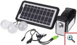 Ηλιακό Σύστημα Φωτισμού & Φόρτισης με Πάνελ 3,5W, Μπαταρία, Φακό 200LM & Φωτιστικό 400LM + 3 Λάμπες LED 150 Lumens