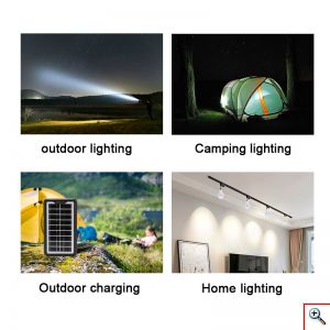 Ηλιακό Σύστημα Φωτισμού & Φόρτισης με Πάνελ 3,5W, Μπαταρία, Φακό 200LM & Φωτιστικό 400LM + 3 Λάμπες LED 150 Lumens