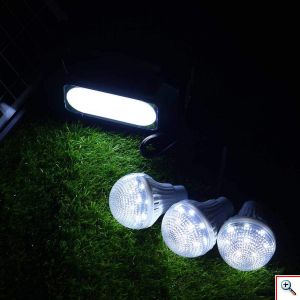 Ηλιακό Σύστημα Φωτισμού & Φόρτισης με Πάνελ 3,5W, Μπαταρία, Φακό 200LM & Φωτιστικό 400LM + 3 Λάμπες LED 150 Lumens