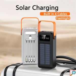 Ηλιακό Powerbank 30000mAh με Ενσωματωμένα Καλώδια Φόρτισης, Θύρα Micro USB και Ενσωματωμένο Φακό Treqa TR-957 Λευκό