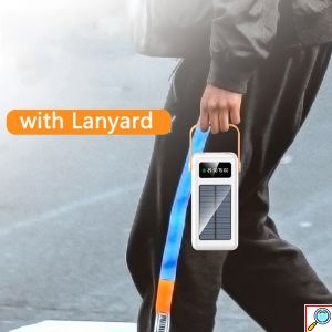 Ηλιακό Powerbank 30000mAh με Ενσωματωμένα Καλώδια Φόρτισης, Θύρα Micro USB και Ενσωματωμένο Φακό Treqa TR-957 Λευκό
