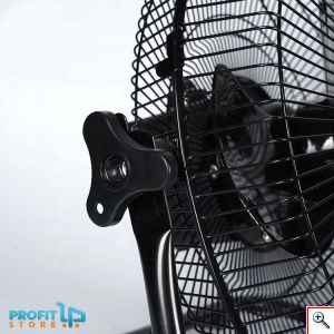 Ηλιακός Φορητός Επιδαπέδιος Ανεμιστήρας 36cm με Επαναφορτιζόμενη Μπαταρία 12000mAh 15W Τριών Ταχυτήτων & USB Powerbank Έξοδο Φόρτισης - Μαύρο