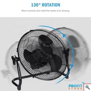 Ηλιακός Φορητός Επιδαπέδιος Ανεμιστήρας 36cm με Επαναφορτιζόμενη Μπαταρία 12000mAh 15W Τριών Ταχυτήτων & USB Powerbank Έξοδο Φόρτισης - Μαύρο