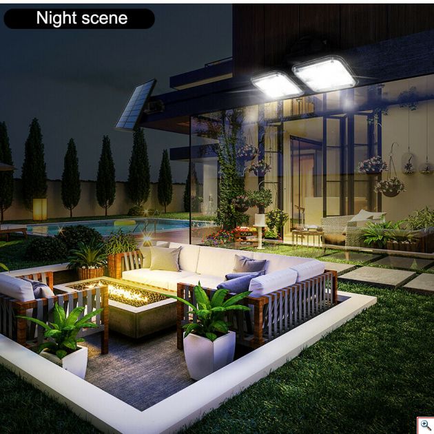 Διπλός Ηλιακός Προβολέας - Φωτιστικό 120 LED SMD με Ανιχνευτή Κίνησης & Φωτοκύτταρο JD Μαύρο