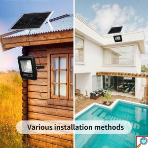 Αδιάβροχος Ηλιακός Προβολέας 60-600W LED IP67 Αυτόματος με Φωτοκύτταρο, Φωτοβολταϊκό Πάνελ, Χειριστήριο, Χρονοδιακόπτη - Solar Floodlight