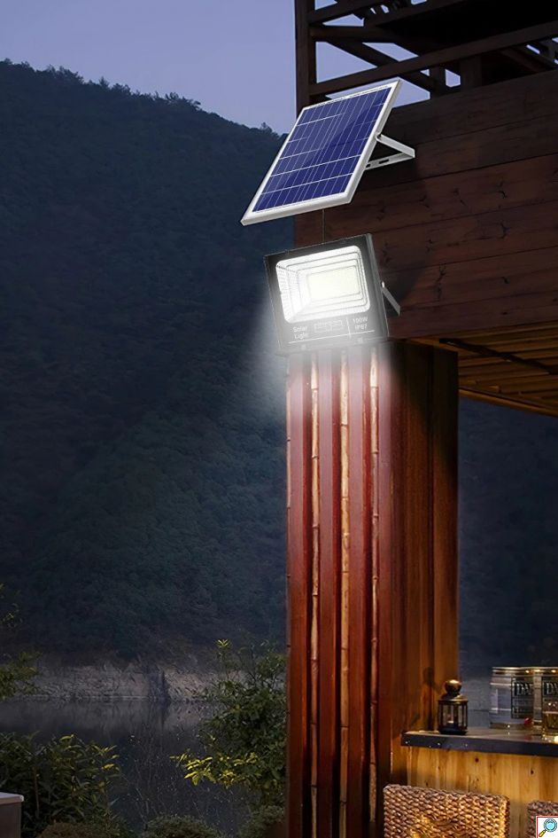 SolarBright Αδιάβροχος Ηλιακός Προβολέας 300-3000W LED IP67 Αυτόματος με Φωτοκύτταρο, Φωτοβολταϊκό Πάνελ, Χειριστήριο, Χρονοδιακόπτη Solar Floodlight