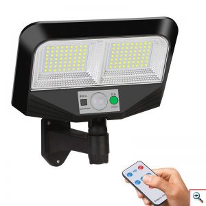 Ηλιακός Προβολέας LED Αδιάβροχος IP67 με Ενσωματωμένο Φωτοβολταϊκό Πάνελ, Τηλεχειριστήριο, Αισθητήρα κίνησης & Χρονοδιακόπτη, GD-2201