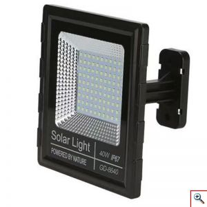 Ηλιακός Προβολέας LED, 40W, Αδιάβροχος IP67 με Φωτοβολταϊκό Πάνελ, Τηλεχειριστήριο & Χρονοδιακόπτη, GD-8640