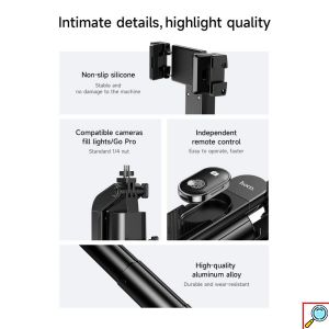 Selfie Stick και Τρίποδο Κινητού 2-σε-1 με Bluetooth Τηλεχειριστήριο Μαύρο HOCO K32