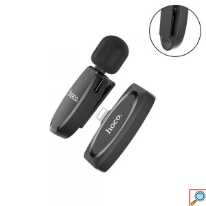 Ασύρματο Πυκνωτικό Μικρόφωνο Πέτου Lightning για Κάμερα και Κινητό με Εμβέλεια 20μ Hoco Μαύρο