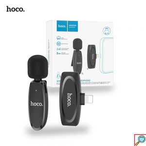 Ασύρματο Πυκνωτικό Μικρόφωνο Πέτου Lightning για Κάμερα και Κινητό με Εμβέλεια 20μ Hoco Μαύρο