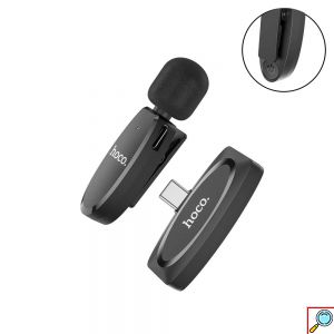 Ασύρματο Πυκνωτικό Μικρόφωνο Πέτου Type-c για Κάμερα και Κινητό με Εμβέλεια 20μ Hoco Μαύρο