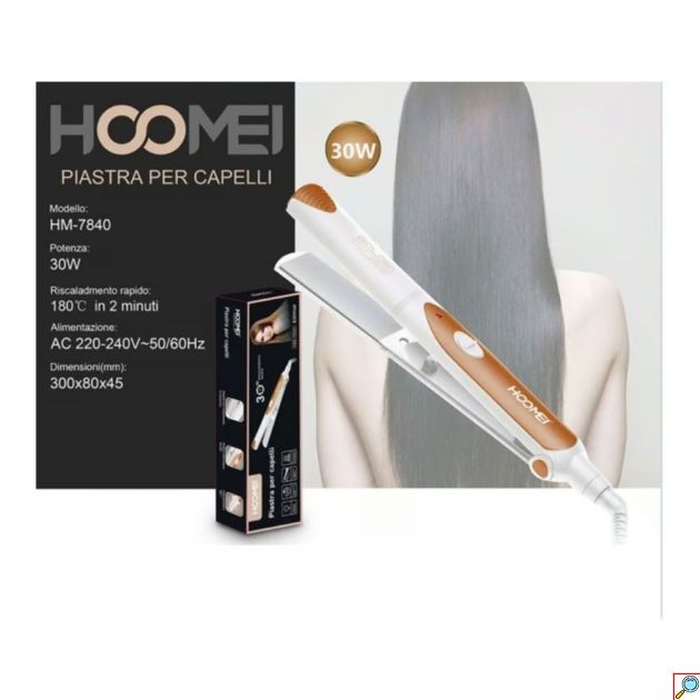 Hoomei Επαγγελματική Ισιωτική - Πρέσα Μαλλιών 30W με Κεραμικές Πλάκες - Λευκό