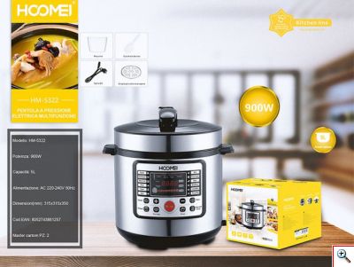 Hoomei® Ηλεκτρική Χύτρα Ταχύτητας 900W με Χωρητικότητα 5lt & Αφαιρούμενο Δοχείο HM-5322