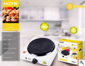 Hoomei® Μονή Επιτραπέζια Εστία Εμαγιέ 1500W με 5 Ρυθμίσεις Θερμοκρασίας HM-5610 - Λευκή