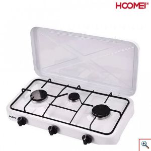 Hoomei® Τριπλή Επιτραπέζια Εστία Υγραερίου με Σιδερένια Πλέγματα HM-563T Λευκή