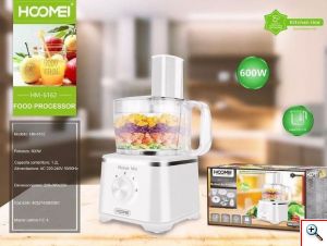 Hoomei® Multi Μίxer Πολυκόφτης 600W με Κάδο 1.2lt και Κανάτα Μπλέντερ Λευκό ΗΜ 6162