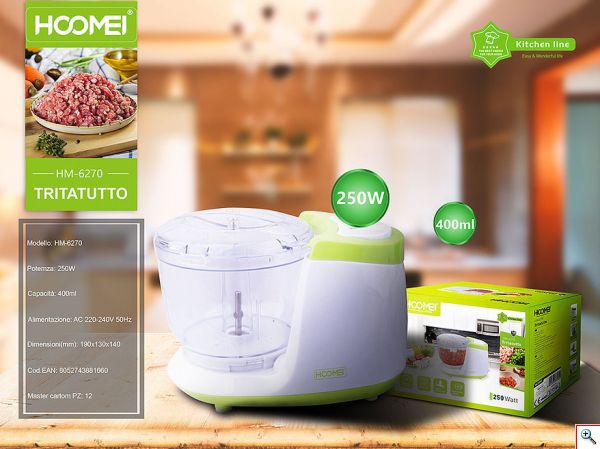 Multi - Πολυκόπτης 250W με Λεπίδες από Ανοξείδωτο Ατσάλι και Δοχείο 400ml της Hoomei®