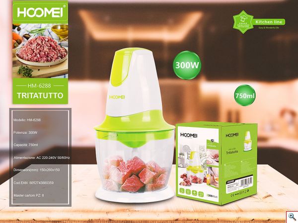 Multi - Πολυκόπτης 300W με Λεπίδες από Ανοξείδωτο Ατσάλι και Δοχείο 750ml της Hoomei®