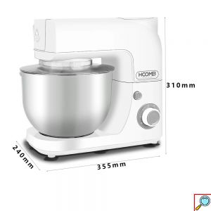 HOOMEI Ισχυρό Μίξερ - Κουζινομηχανή 800W με Ανοξείδωτο Κάδο Inox 4.8lt Λευκό