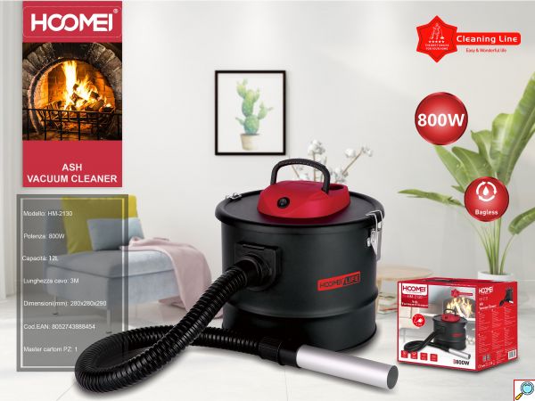 Hoomei Σκούπα 800W Ιδανική για Στάχτη με Ανοξείδωτο Κάδο 12L