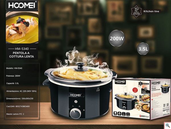 Hoomei® Ηλεκτρική Γάστρα 200W Χωρητικότητας 3.5lt με Λειτουργία Διατήρησης Θερμοκρασίας HM-5340