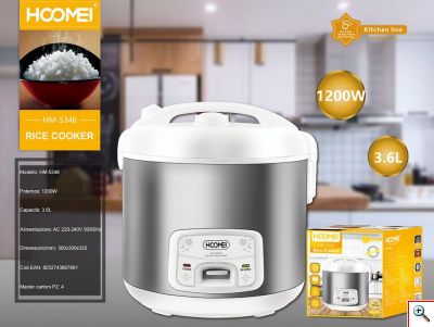 Hoomei® Βραστήρας Ρυζιού 1200W με Αποσπώμενο Αντικολλητικό Δοχείο 3.6lt - Rice Cooker HM-5346