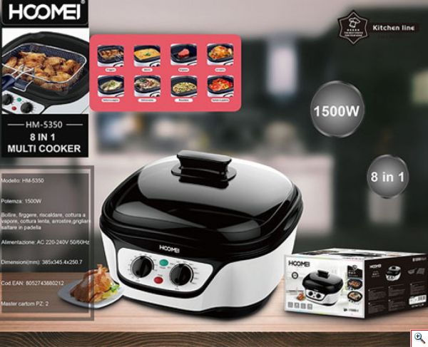 Hoomei® Πολυμάγειρας 1500W με Χωρητικότητα 5lt και με 8 Λειτουργίες Μαγειρέματος 8 σε 1 HM-5350