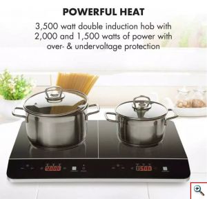 Hoomei® Διπλή Επαγωγική Εστία 3500W με Πλήκτρα Αφής - Ψηφιακή Οθόνη - 6 Ρυθμίσεις Ισχύος & Χρονοδιακόπτη HM-5386