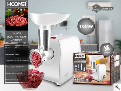 Hoomei® Ηλεκτρική Μηχανή Παραγωγής Κιμά - Κρεατομηχανή 1340W - Meat Grinder HM-6262