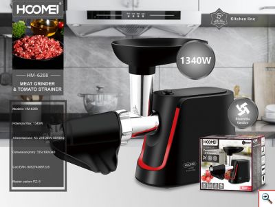 Hoomei® Ηλεκτρική Μηχανή Παραγωγής Κιμά - Ντοματοτρίφτης 1340W - Meat Grinder Tomato Strainer HM-6268