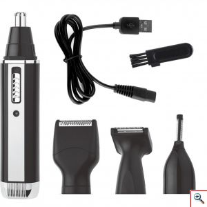 Hoomei® Επαναφορτιζόμενη Μηχανή Τρίμμερ Προσώπου με 4 Διαφορετικές Κεφαλές 4 σε 1 - Hair Trimmer HM-7945