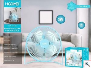 Hoomei® Επιτραπέζιο Μεταλλικό Ανεμιστηράκι USB 3W 13cm σε Διάφορα Χρώματα
