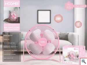 Hoomei® Επιτραπέζιο Μεταλλικό Ανεμιστηράκι USB 3W 13cm σε Διάφορα Χρώματα