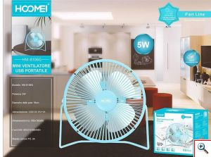 Hoomei® Επιτραπέζιο Μεταλλικό Ανεμιστηράκι USB 5W 18cm σε Διάφορα Χρώματα