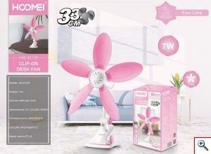 Hoomei® Μίνι Φορητός Επιτραπέζιος Ανεμιστήρας Clip-On 7W 33cm με Ρυθμιζόμενη Περιστροφή 360° σε Διάφορα Χρώματα