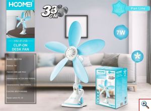 Hoomei® Μίνι Φορητός Επιτραπέζιος Ανεμιστήρας Clip-On 7W 33cm με Ρυθμιζόμενη Περιστροφή 360° σε Διάφορα Χρώματα