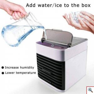 Hoomei® Μίνι Φορητό Air Cooler - Υγραντήρας 3 σε 1 με 3 Ταχύτητες & Ρυθμιζόμενη Μπροστινή Σχάρα