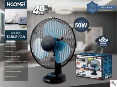 Hoomei® Επιτραπέζιος Περιστρεφόμενος Ανεμιστήρας 50W με Διάμετρο 40cm - Άξονα Περιστροφής 180° & 3 Ταχύτητες