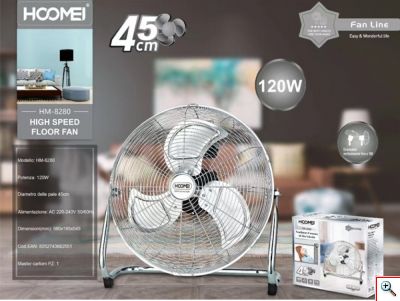 Hoomei® Επιδαπέδιος Ανεμιστήρας 120W με Διάμετρο 45cm - Άξονα Περιστροφής 180° & 3 Διαφορετικές Ταχύτητες