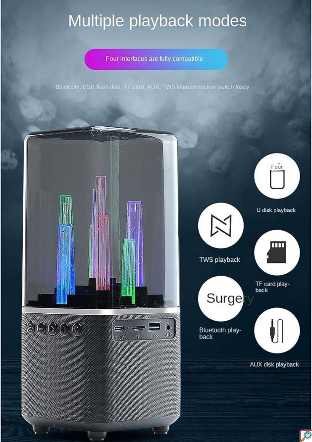 Hotbox Ηχείο Bluetooth 5W με LED - Συνδεσιμότητα με AUX / 3.5mm, MicroSD, USB