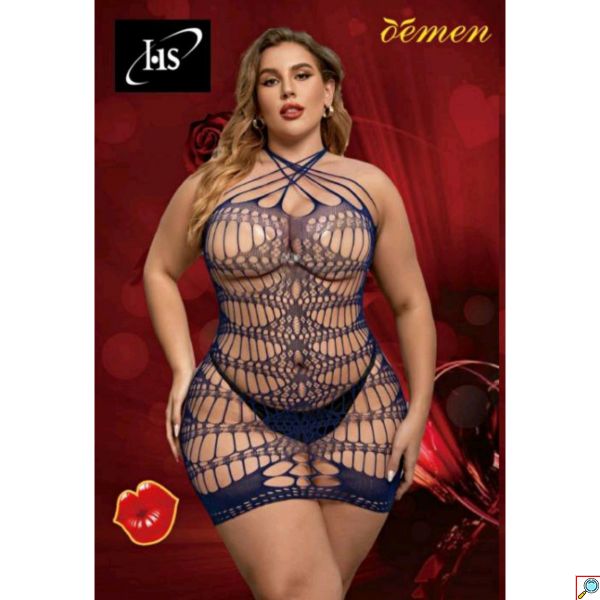 HS Σέξι Γυναικείο Plus Size Ολόσωμο See Through Εσώρουχο One Size - Μπλε