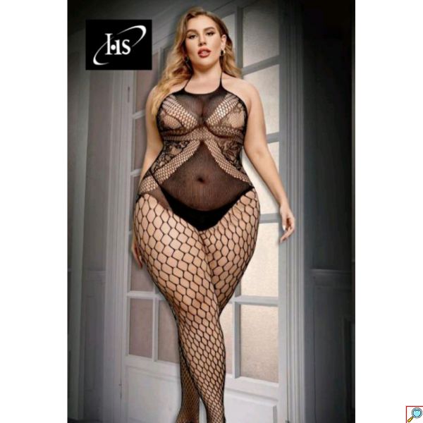 HS Σέξι Γυναικείο Plus Size Ολόσωμο See Through Εσώρουχο One Size - Μαύρο