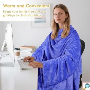 Ολόσωμη Κουβέρτα-Ρούχο Βελουτέ με Μανίκια, Τσέπη & Κάλυψη Ποδιών-SoftHug Fleece